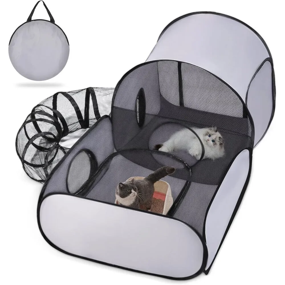 Tailtastic Pet Playpen with Surround Tunnel Outdoor Indoor Cat Enclosure Medium